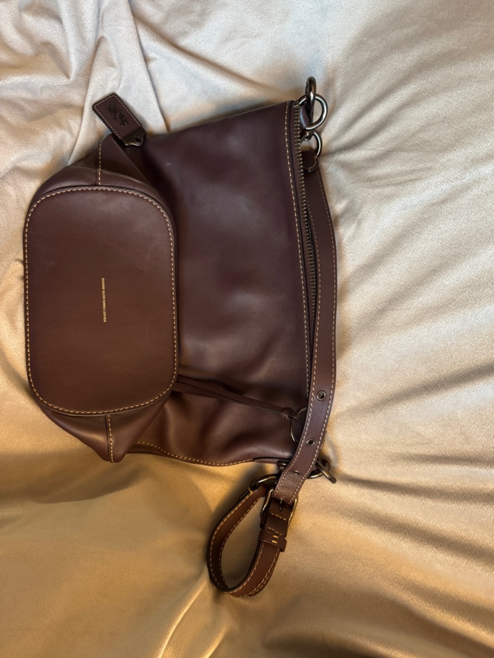 Coach Leather Crossbody Bucket Bag in Deep Brown